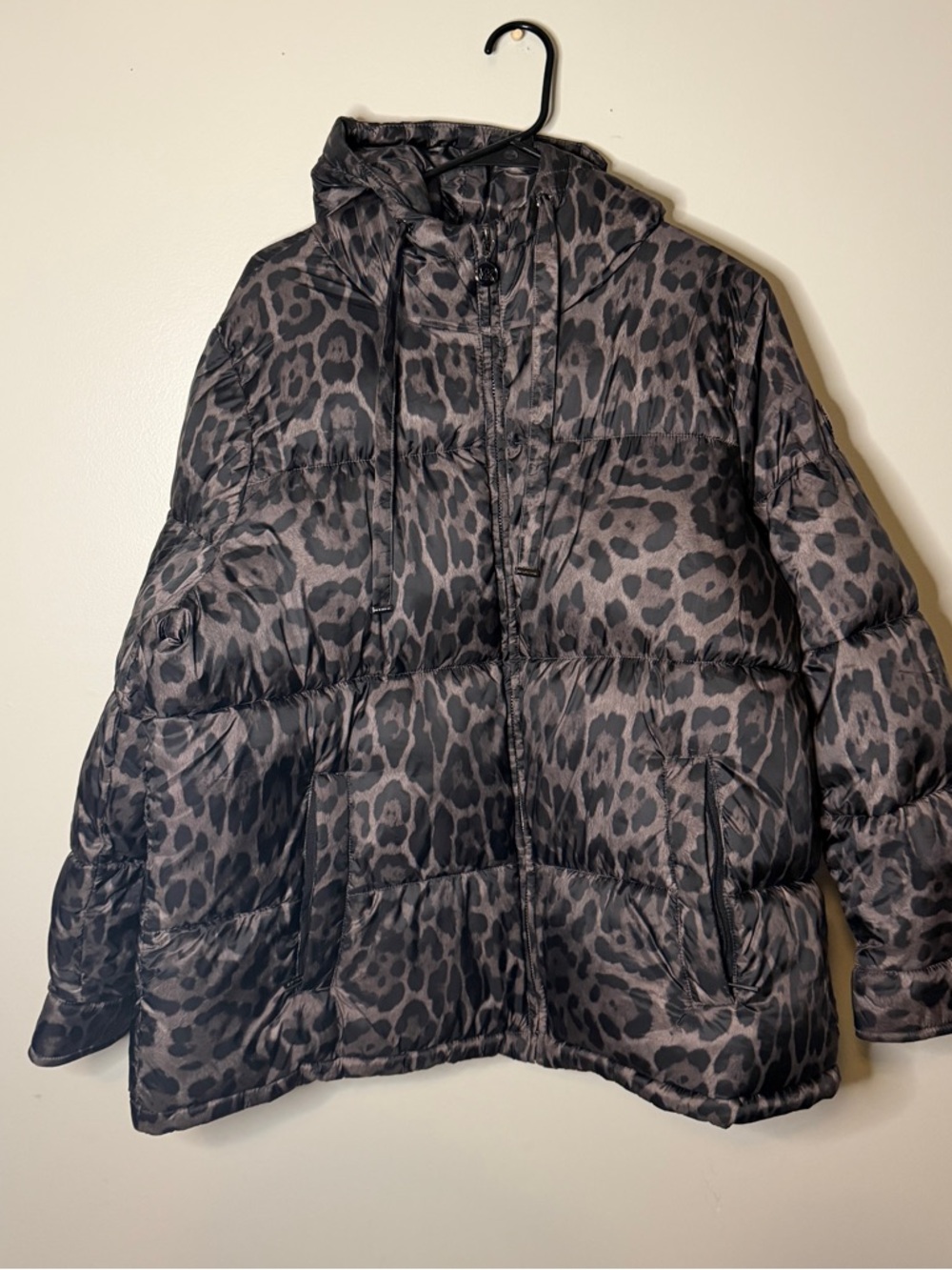 MICHAEL Michael Kors leopard print hooded puffer jacket womens size 1x full zip